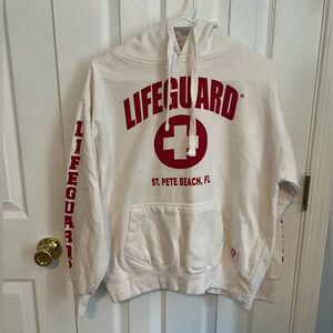 LifeGuard St. Pete's Beach, FL Womens Medium White Cotton Long‎ Sleeve Hoodie